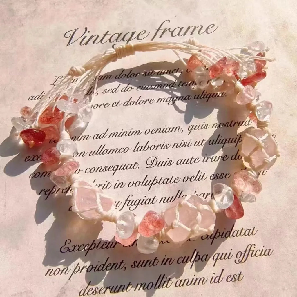 Handwoven Pebble Wreath Crystal Bracelet for Women | Best Friend Gift