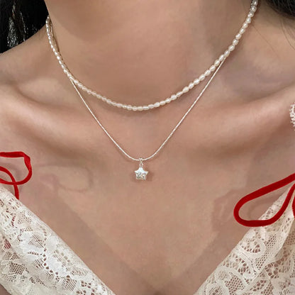 925 Sterling Silver Star Smile Dimple Pendant Necklace for Women
