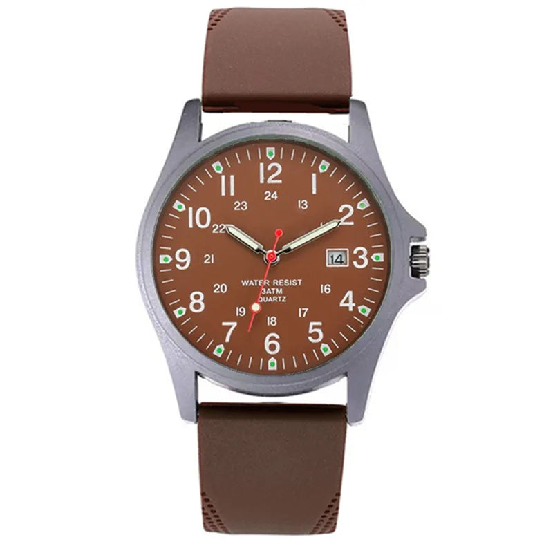 Men's Arabic Dial Quartz Watch with Silicone Strap