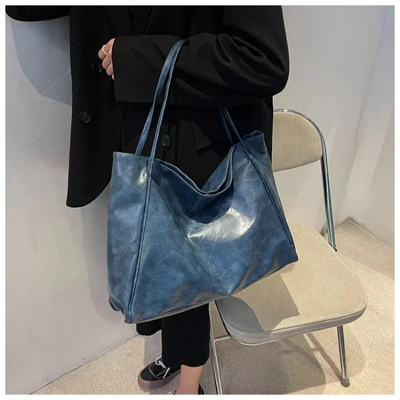 Soft PU Leather Shoulder Tote Bag