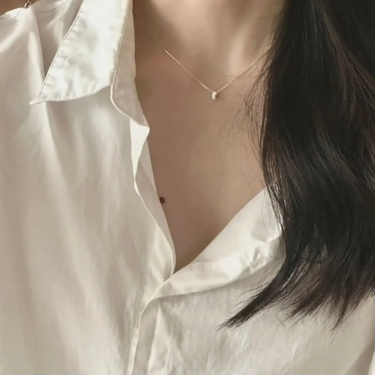 925 Sterling Silver Bead Geometric Pendant Choker Necklace for Women