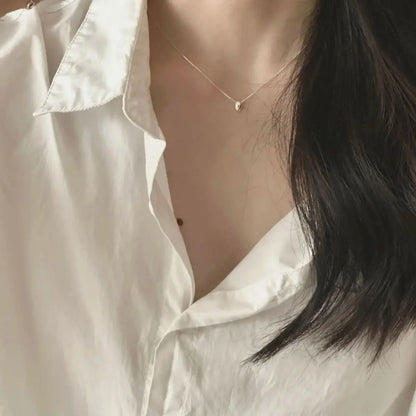 925 Sterling Silver Bead Geometric Pendant Choker Necklace for Women