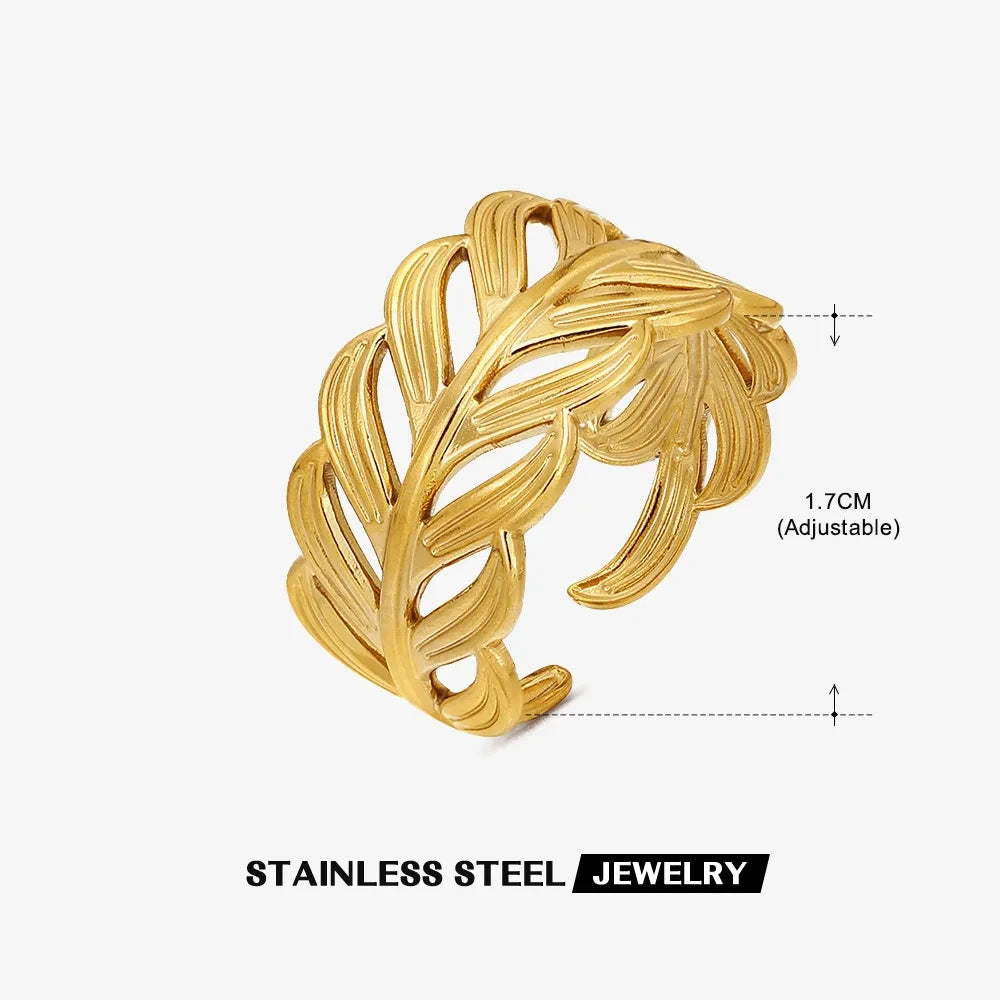 Shell & Star Adjustable Open Ring for Women | 18K Gold Plated