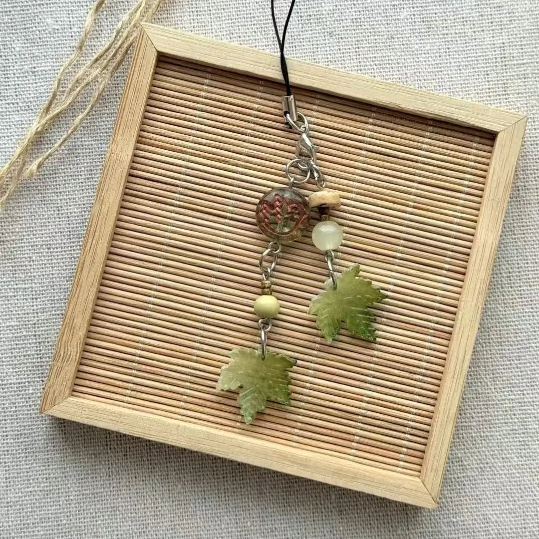 Chinese Style Autumn Maple Leaf Resin Bag Charm & Keychain