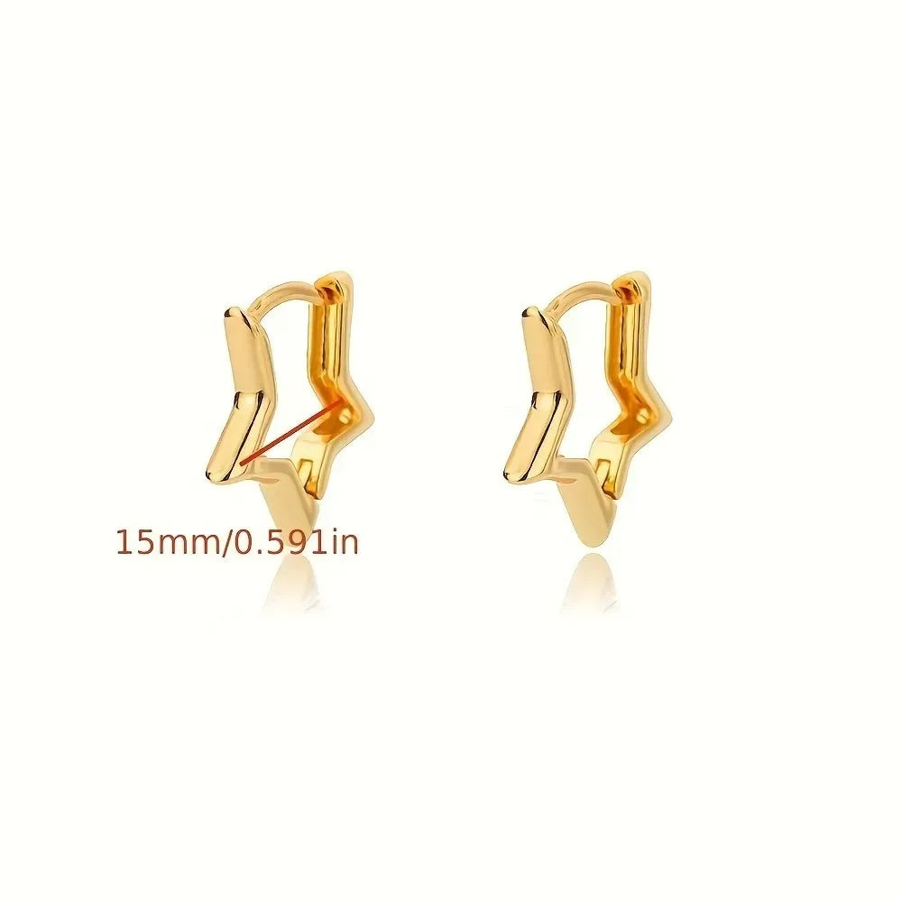 Stainless Steel Star Hoop Earrings for Women