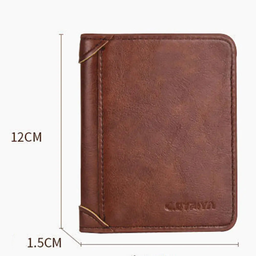 RFID Slim Vertical Men's Wallet | Microfiber Leather Short Card Holder Money Bag