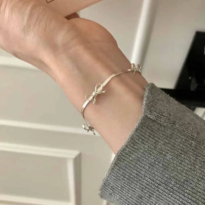 925 Sterling Silver Bow Charm Bracelet for Women