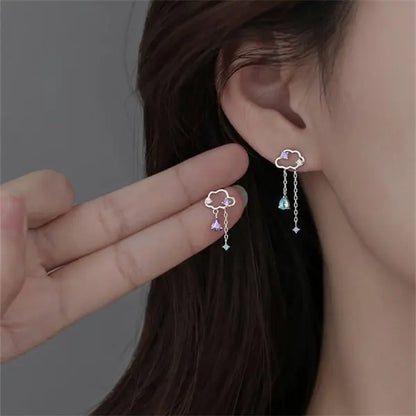 Zircon Crystal Bee Butterfly Flower Drop Ear Line Earrings for Women