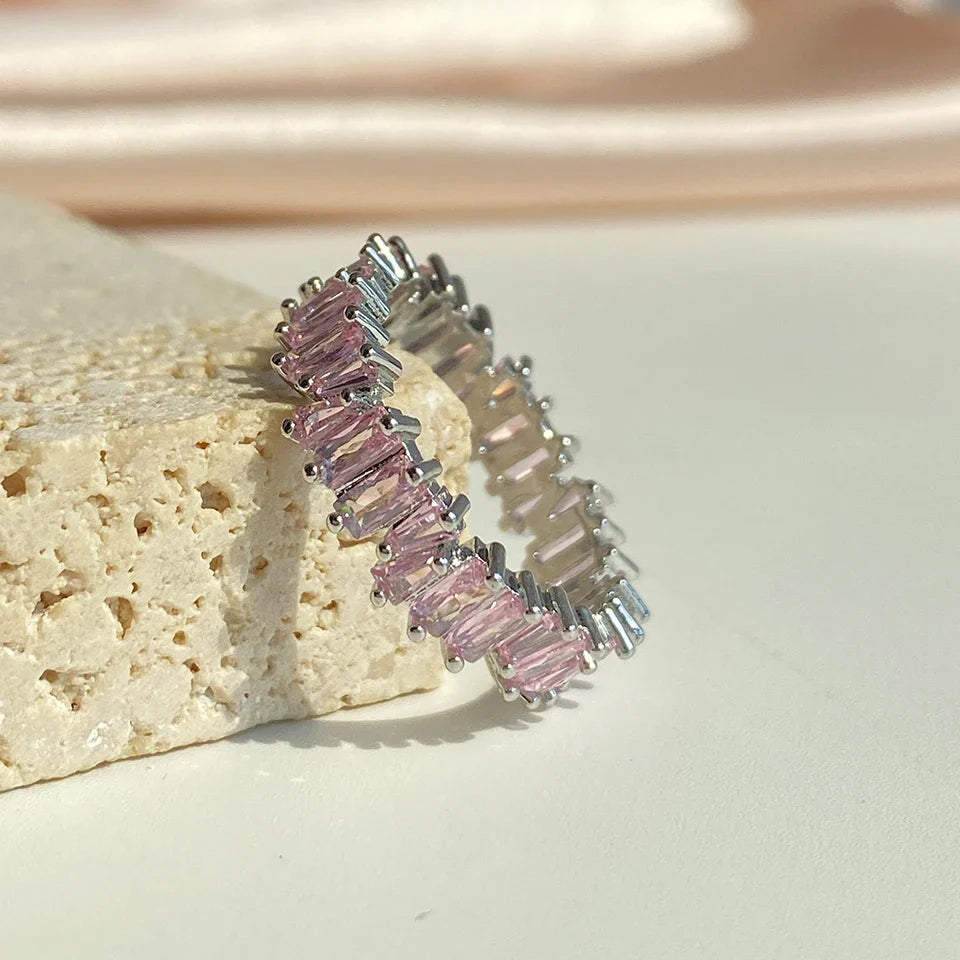 Baguette Cubic Zirconia Ring in 18K Gold for Women