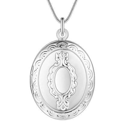 925 Sterling Silver Seashell Photo Frame Pendant Necklace