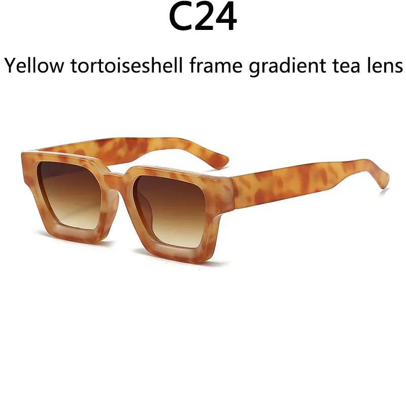 Men's Vintage Square Resin-Lens Sunglasses