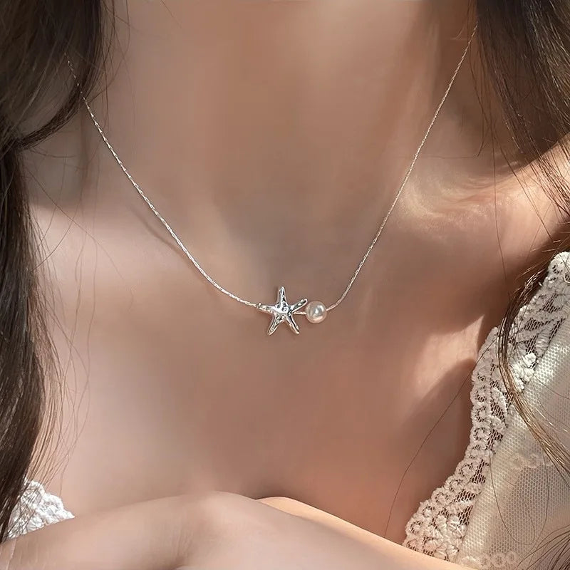 925 Sterling Silver Star Smile Dimple Pendant Necklace for Women