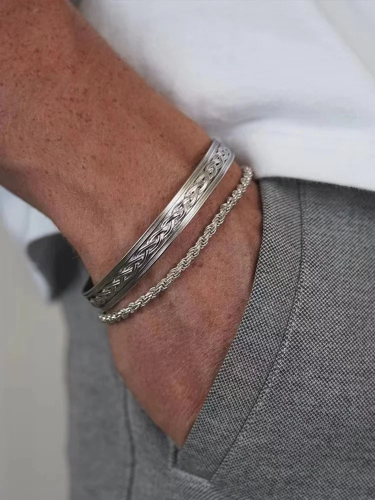 Stainless Steel Singapore Twist Chain Bracelet