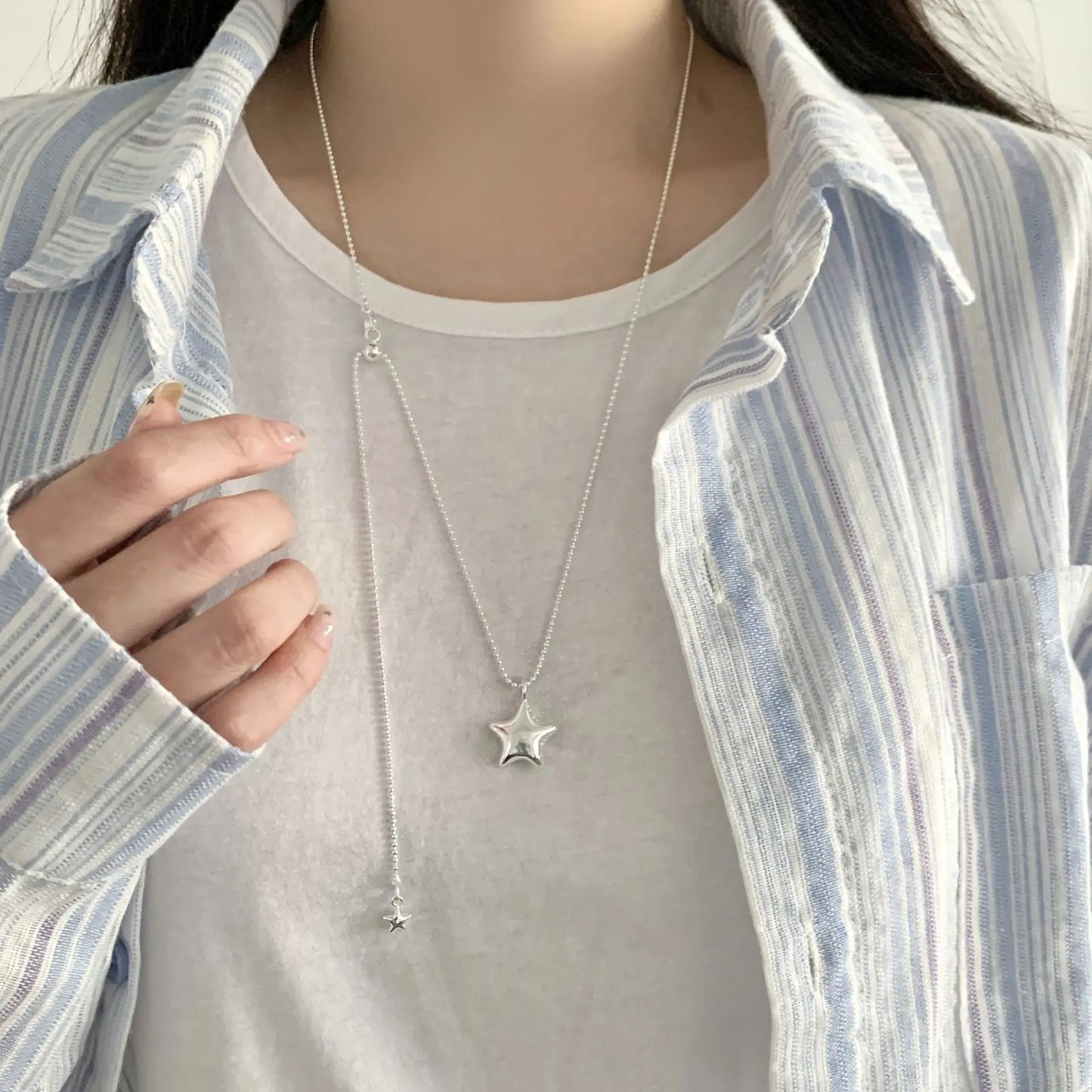 925 Sterling Silver Heart Pendant Adjustable Choker Necklace for Women