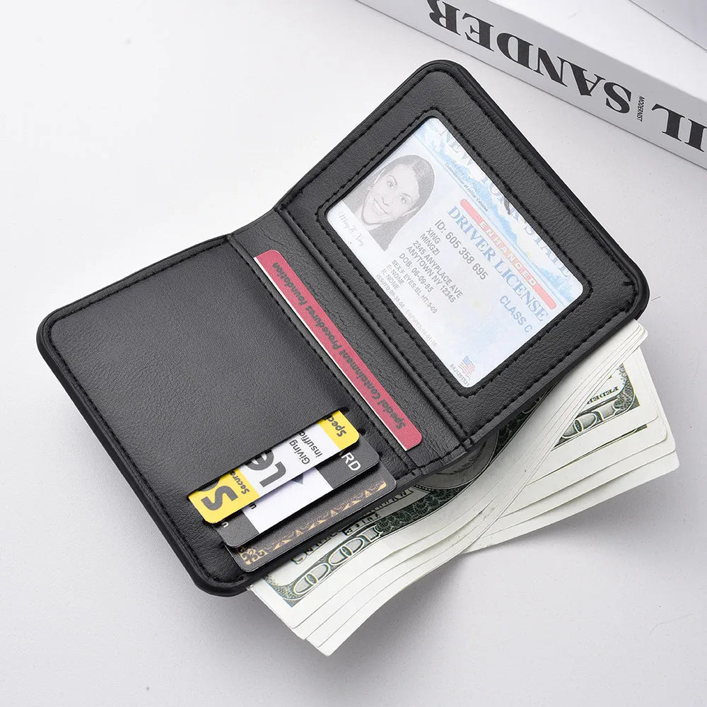 Ultra-Thin Mini PU Leather Men's Wallet | Slim Vertical Card Holder Short Purse