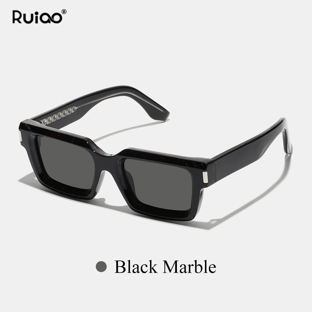 Retro Rectangle Polycarbonate Fashion Sunglasses