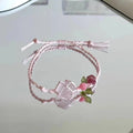 Natural Jade Crystal Flower Bracelet Bangle for Women & Girls