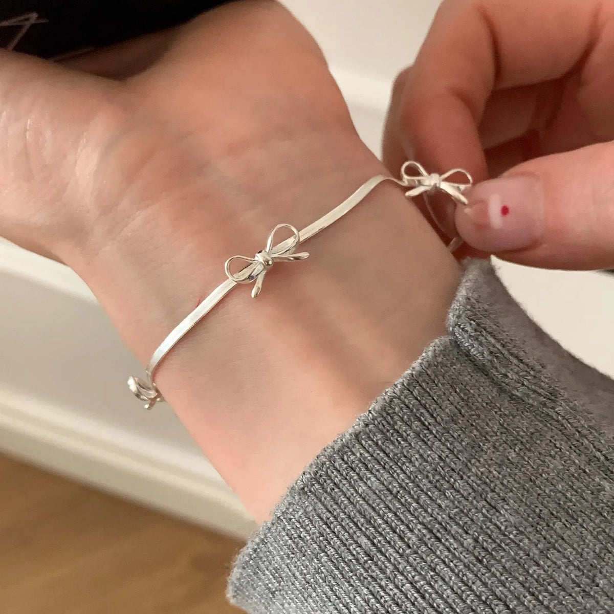 925 Sterling Silver Butterfly Bead String Bracelet for Women