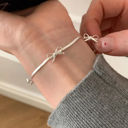 925 Sterling Silver Butterfly Bead String Bracelet for Women