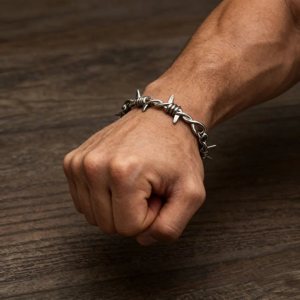 Gothic Barbed Wire Copper Chain Bracelet