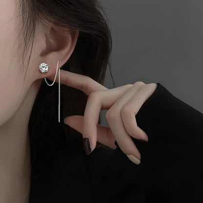 925 Sterling Silver Moissanite Tassel Drop Earrings for Women