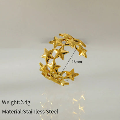 Stainless Steel Double Layer Star Open Ring for Women