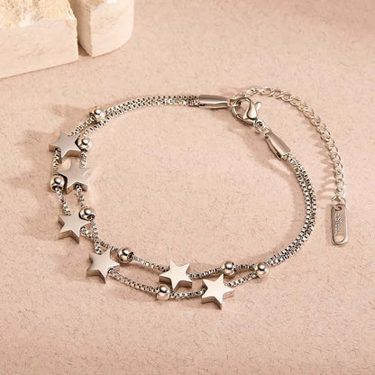 Stainless Steel Star Chain Bracelet for Women and Men