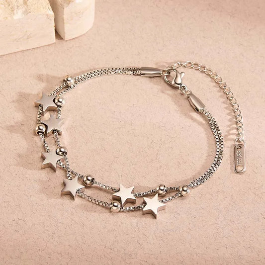 Stainless Steel Star Chain Bracelet for Women and Men