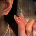 Small Circle Crystal Stud Earrings for Women in Gold