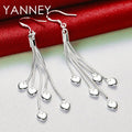 925 Sterling Silver Tassel Heart Drop Earrings for Women