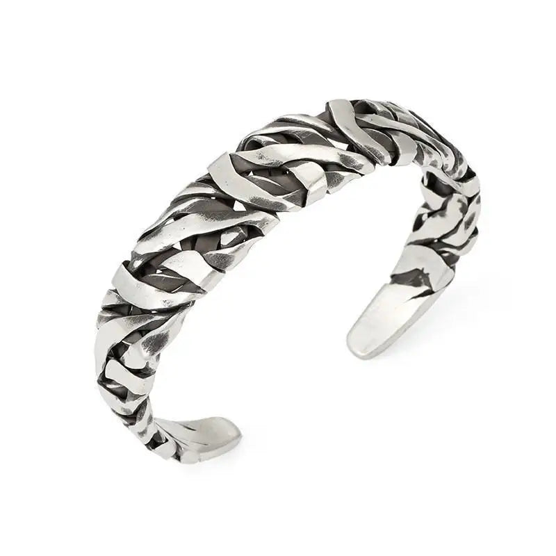 Vintage Silver-Plated Braided Cuff Bracelet