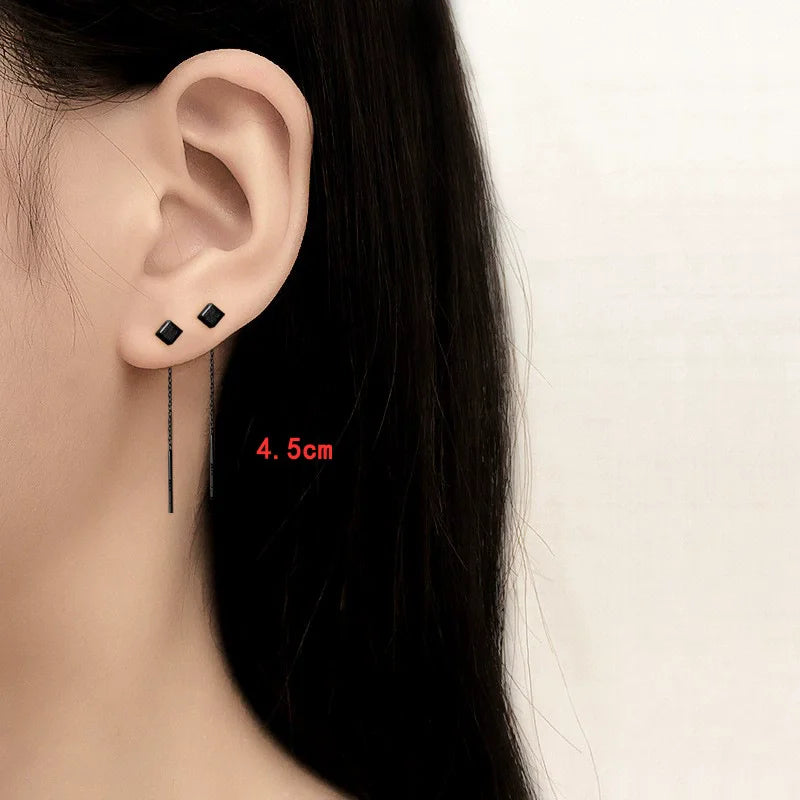 925 Sterling Silver Star Tassel Chain Earrings for Women
