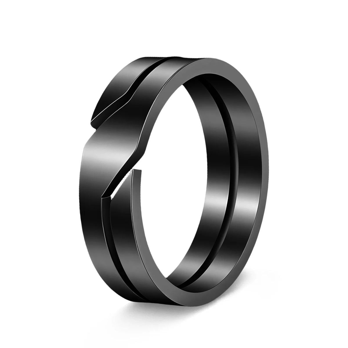 Geometric Slanted Notch Stainless Steel Ring for Men and Women