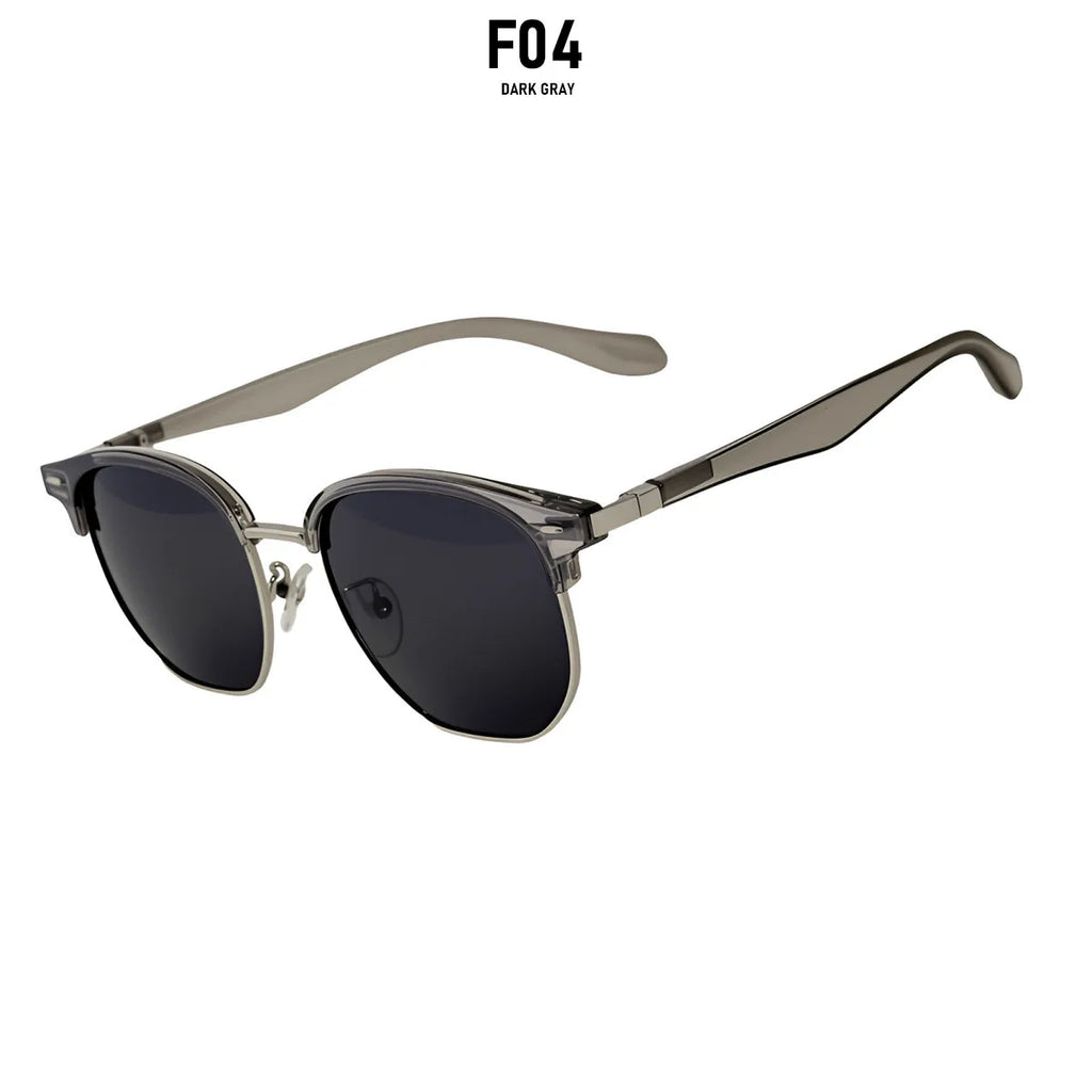 Retro Semi-Rimless Oval Sunglasses