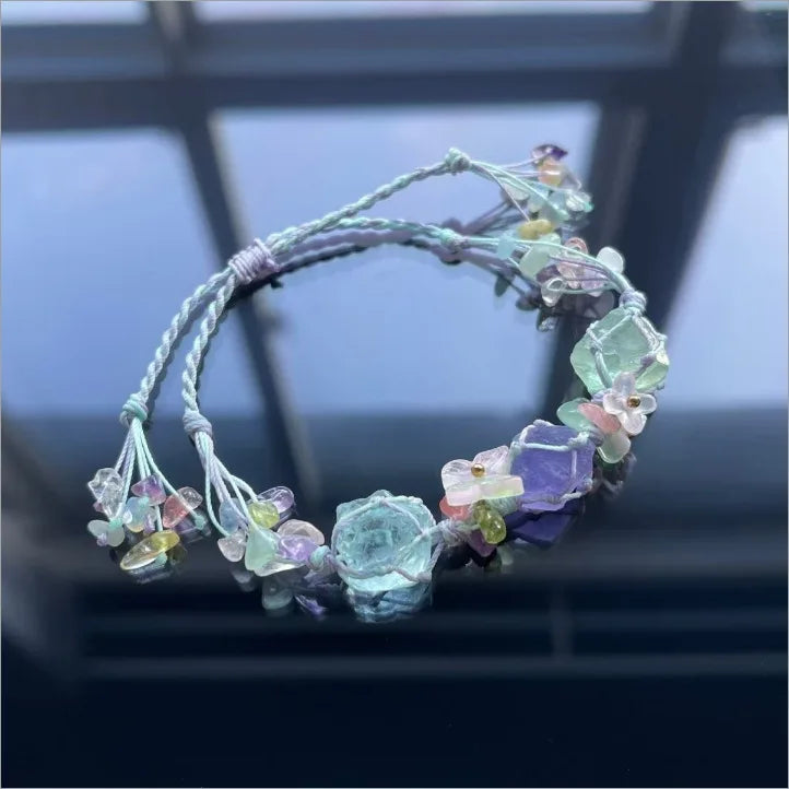 Handwoven Pebble Wreath Crystal Bracelet for Women | Best Friend Gift
