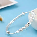 Korean Silver Charm Lucky Beads Bangle for Women