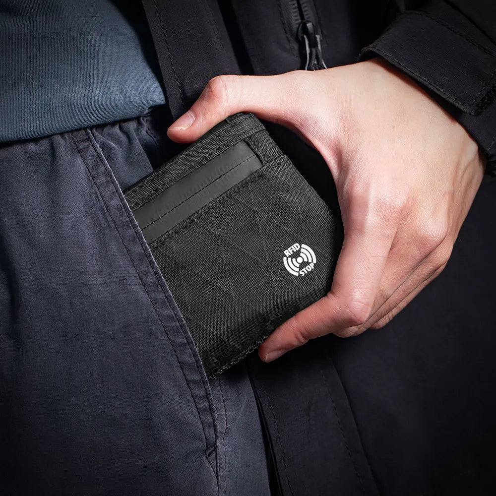 RFID Blocking Nylon Zipper Mini Wallet | Compact Card Holder & Coin Purse for Men