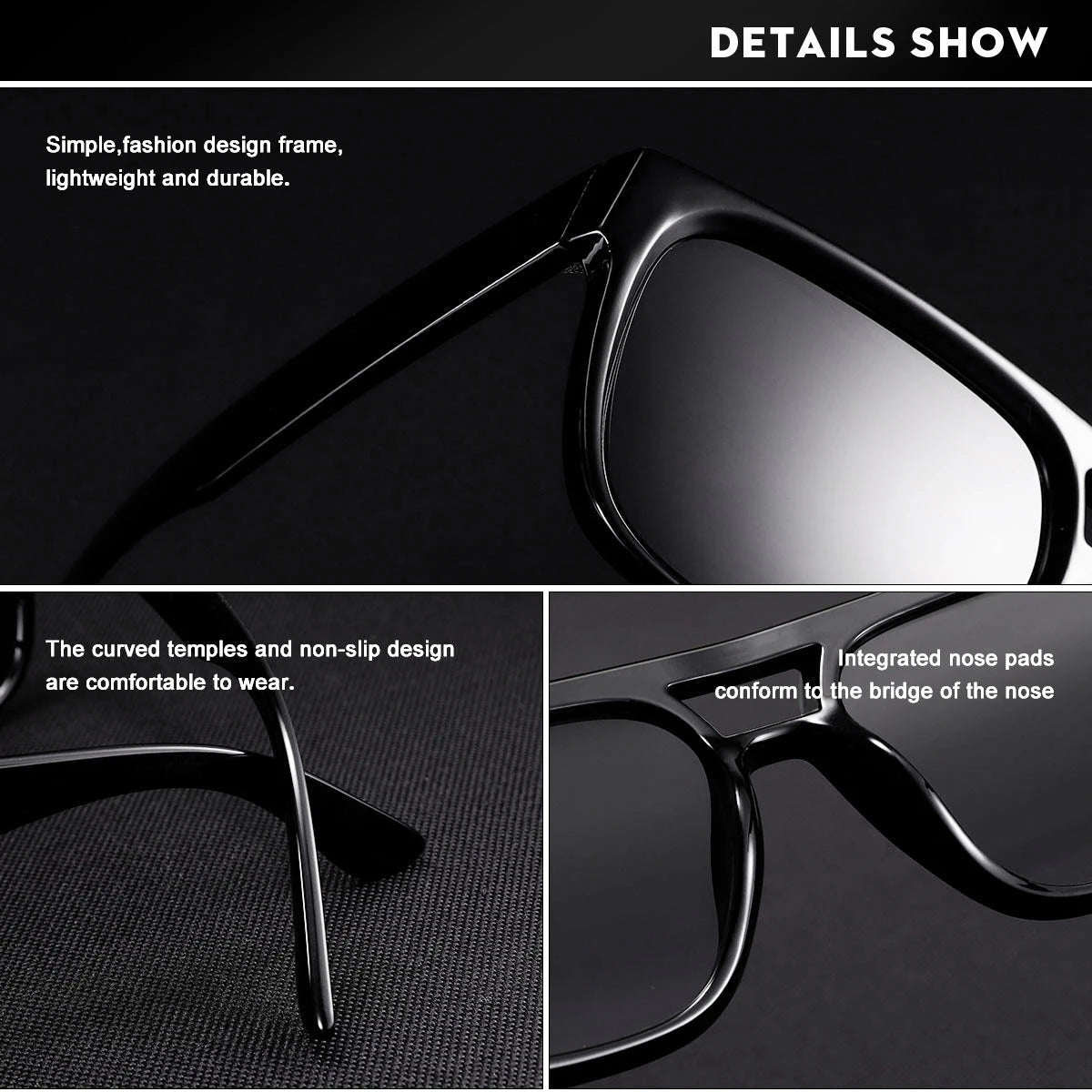 Men's Classic Square Polycarbonate Sunglasses