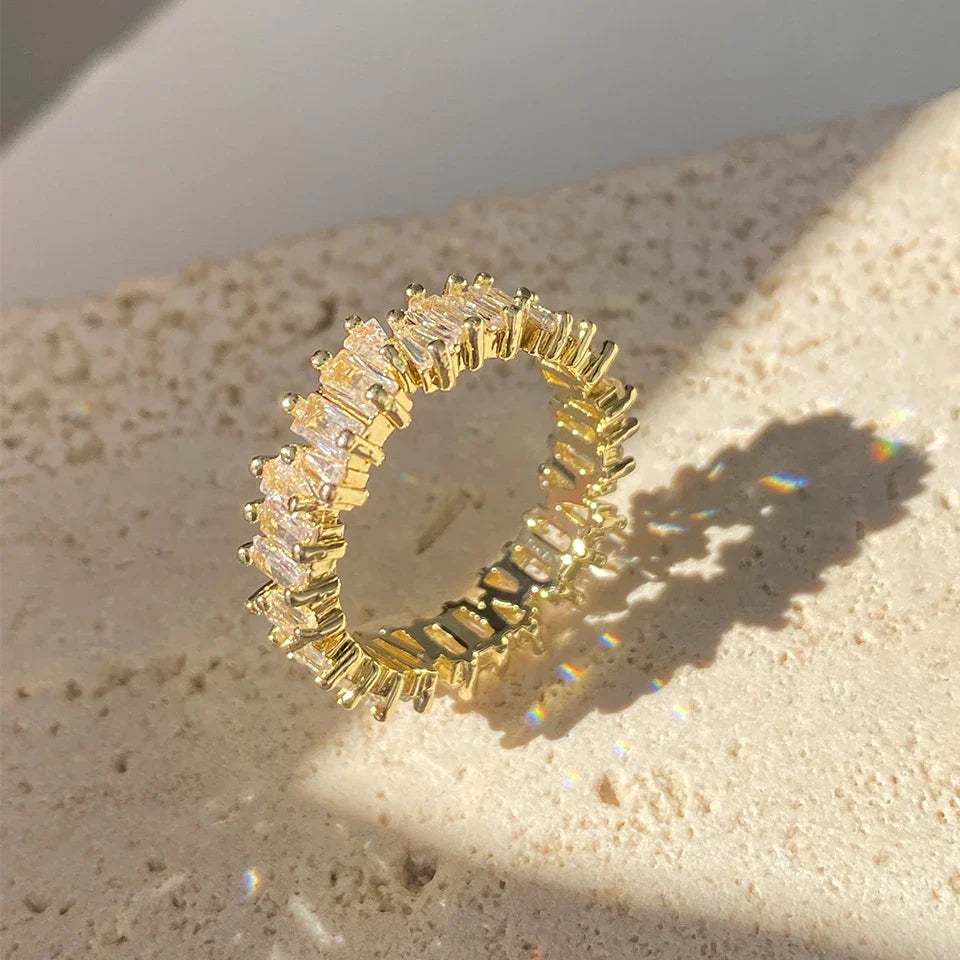 Baguette Cubic Zirconia Ring in 18K Gold for Women