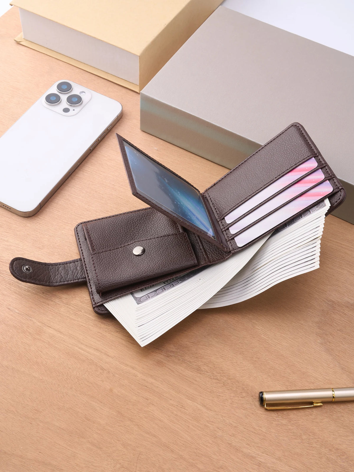 Men's PU Leather Slim Multi-Card Wallet | Zipper Short Coin Purse