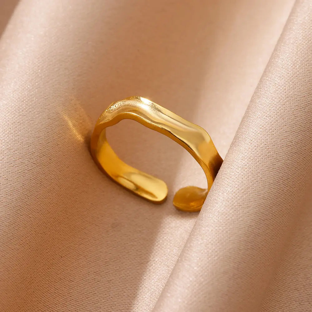 Minimalist Geometric Opening Ring for Women | 18K Gold Plated