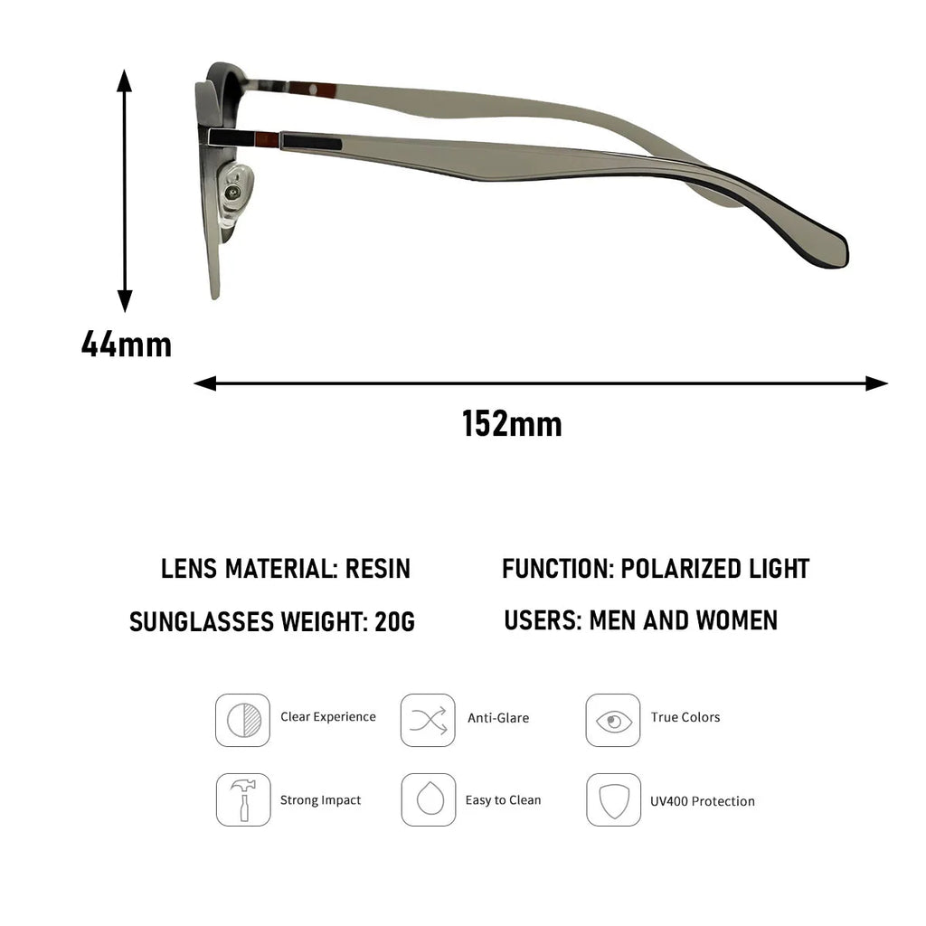 Retro Semi-Rimless Oval Sunglasses
