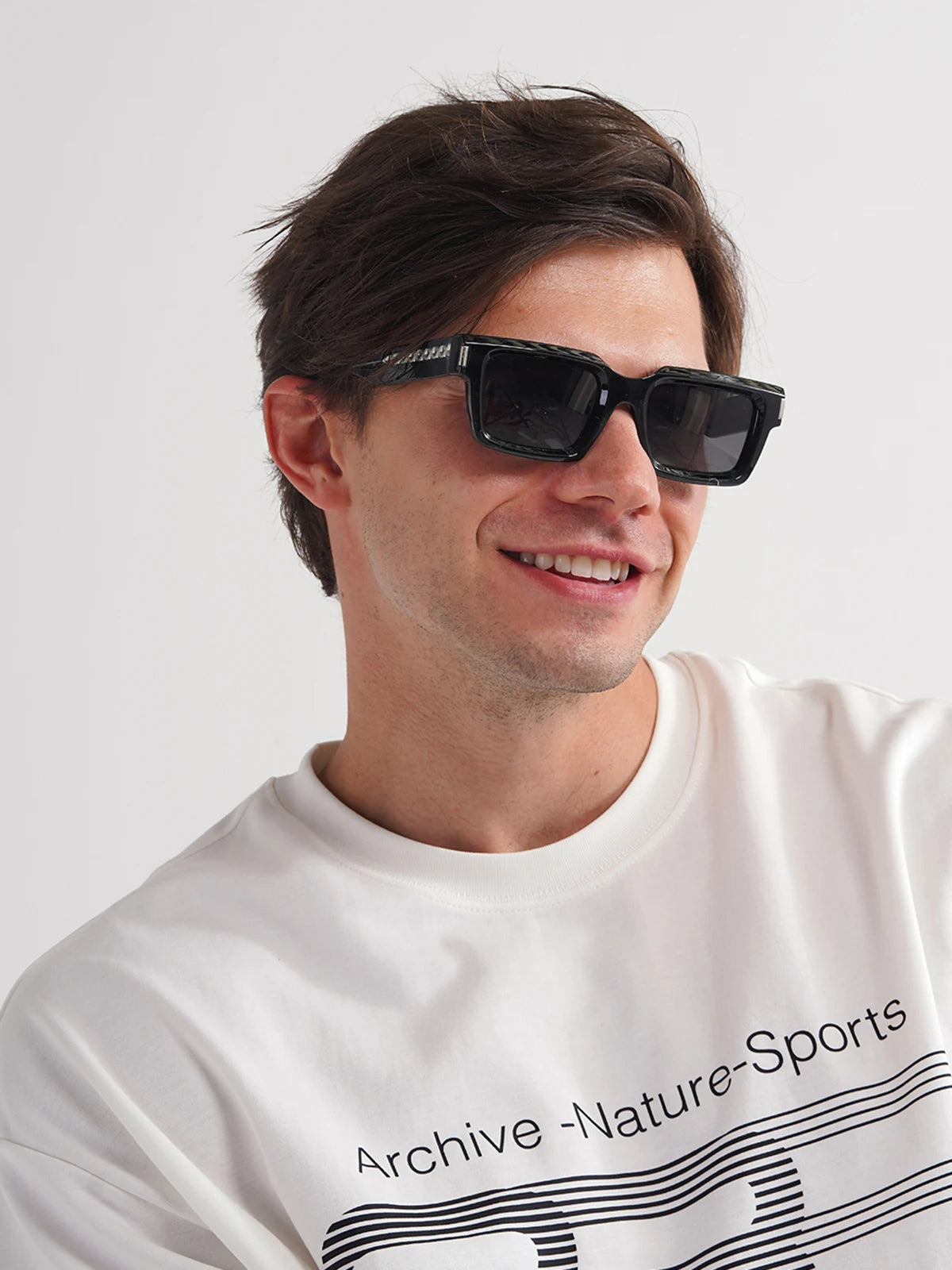 Retro Rectangle Polycarbonate Fashion Sunglasses