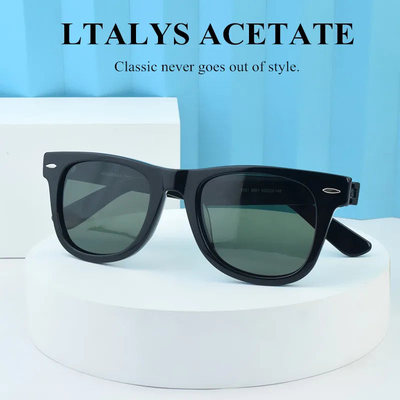 Unisex Vintage Square Resin-Frame Sunglasses