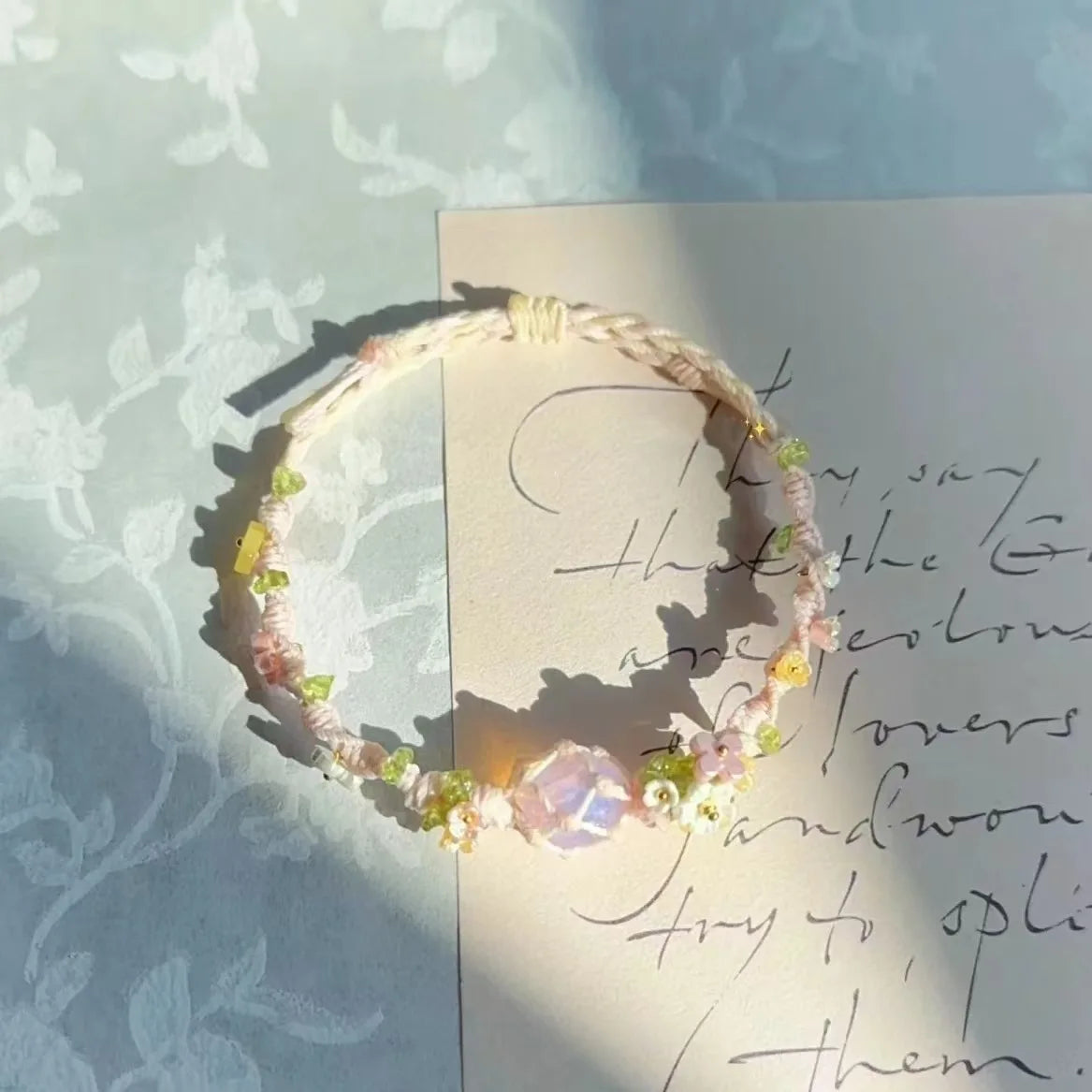 Handwoven Pebble Wreath Crystal Bracelet for Women | Best Friend Gift