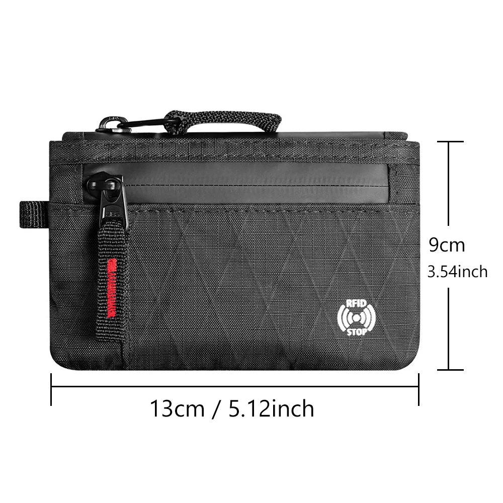 RFID Blocking Nylon Zipper Mini Wallet | Compact Card Holder & Coin Purse for Men