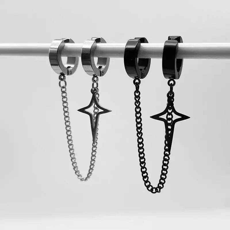 Star & Cross Stainless Steel Non-Piercing Ear Clip
