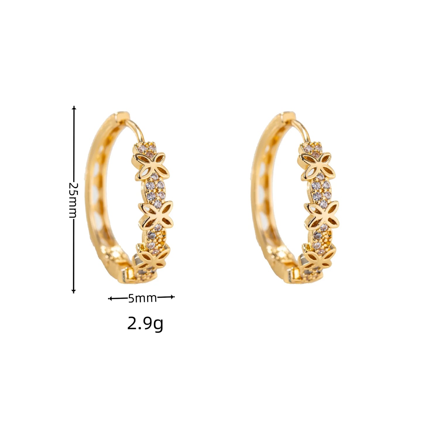 Rainbow Flower Zircon Hoop Earrings for Women