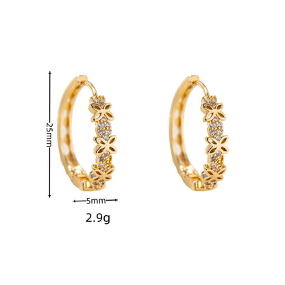 Rainbow Flower Zircon Hoop Earrings for Women