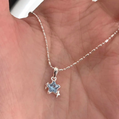 925 Sterling Silver Star Smile Dimple Pendant Necklace for Women